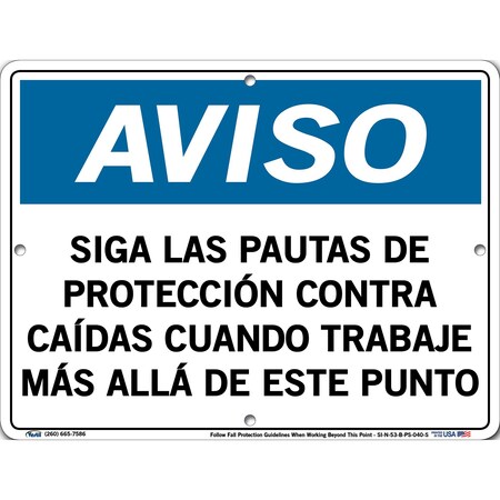 Vestil Polystyrene Sign, 9-1/2" Height, 12-1/2" Width, Polystyrene, Rectangle, Spanish SI-N-53-B-PS-040-S